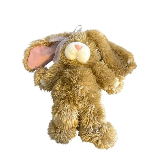 Vintage T. L. Toys Plush Bunny Rabbit Floppy Lavender Bow Accent Brown 15” - Picture 6 of 9